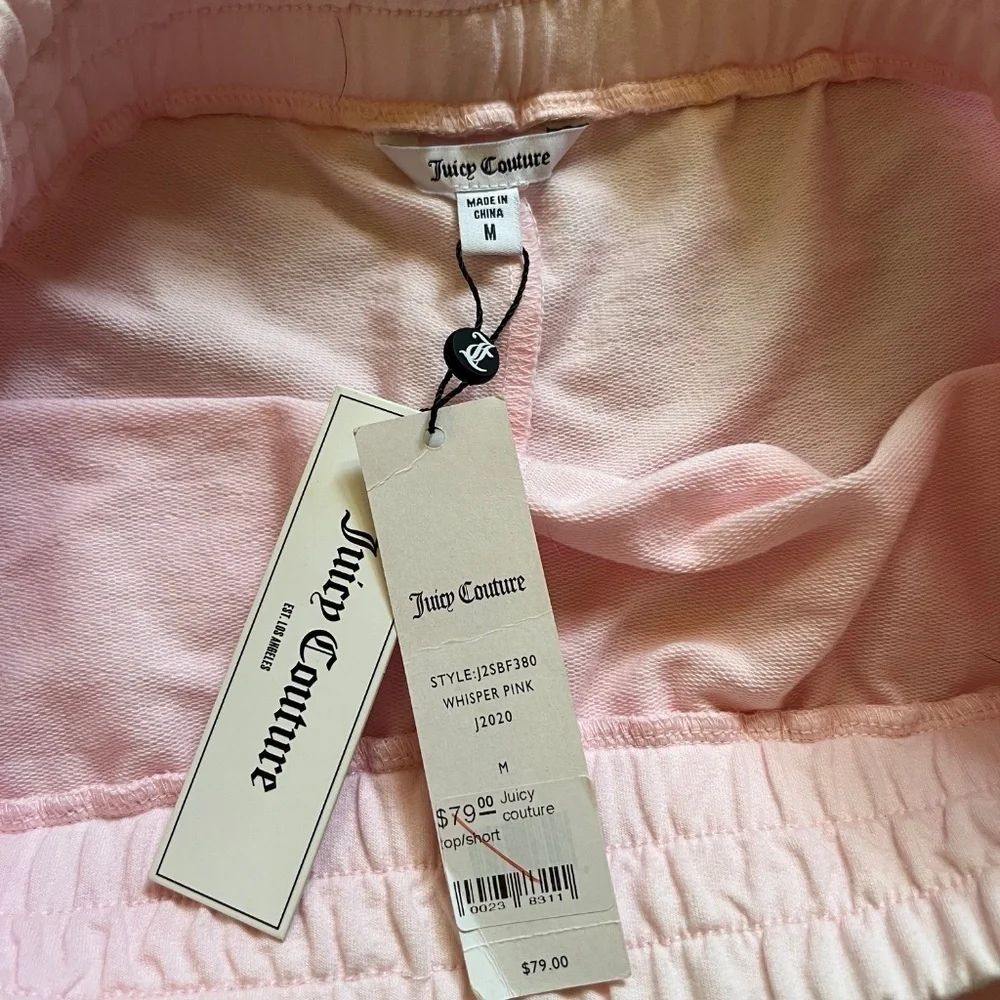 Juicy Couture Y2K Whisper Pink Cotton Soft Snap Casual Running Shorts NWT Size M
